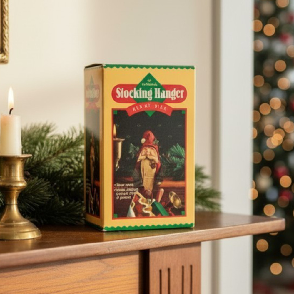 Hallmark Old St Nick Wood-Look Stocking Hanger QSH8136 Santa Vintage 1986